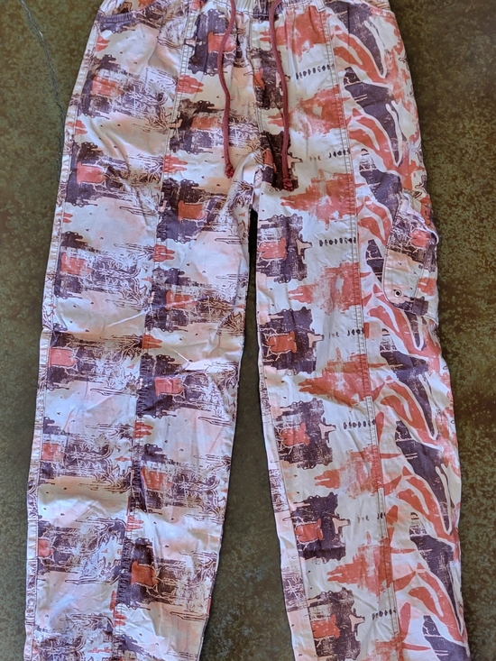 Reclaimed Vintage Pants - Reclaimed Vintage Elastic Waist Pants in Peach & Brown Print Sz 4